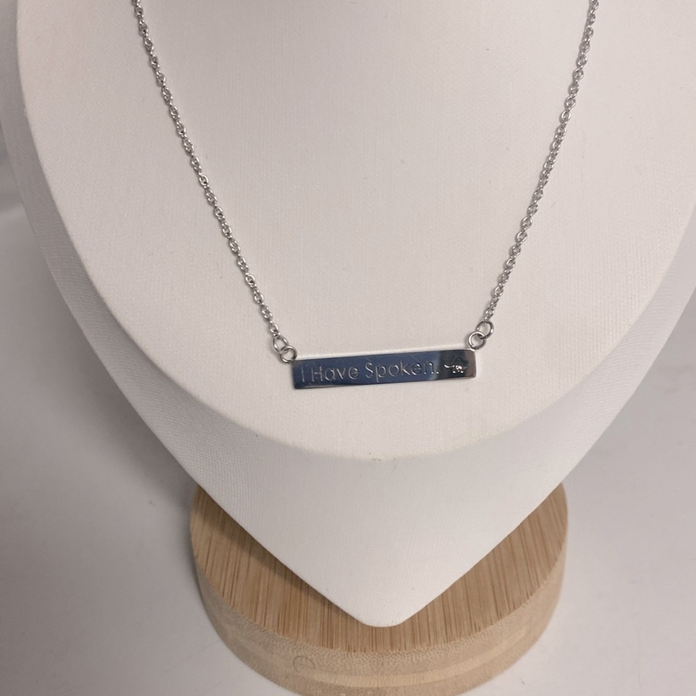 Licensed Star Wars Mandalorian I Have Spoken Stainless Steel Bar Necklace